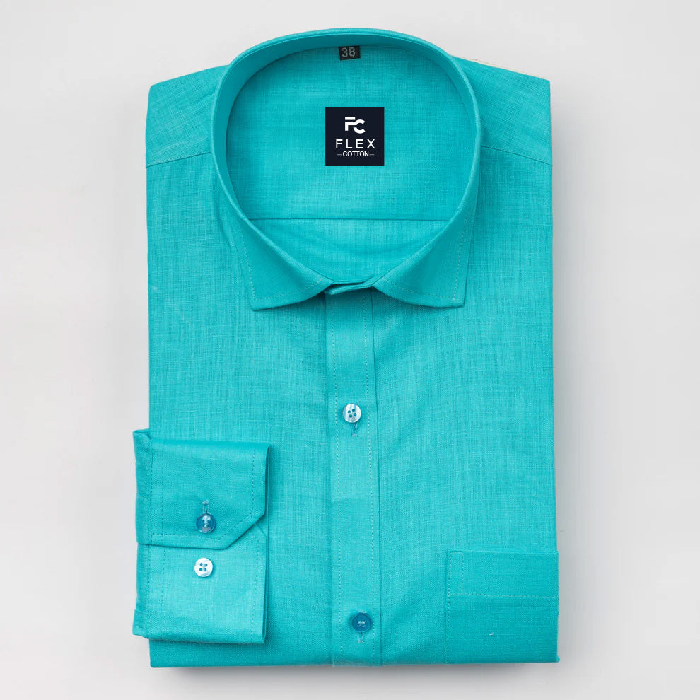 Blue Color Linen Cotton Shirt For Men