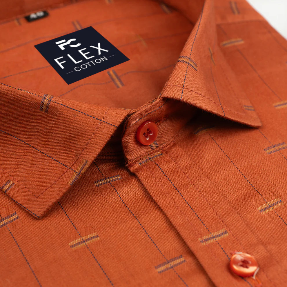 Red Color Lining Butta Cotton Shirts