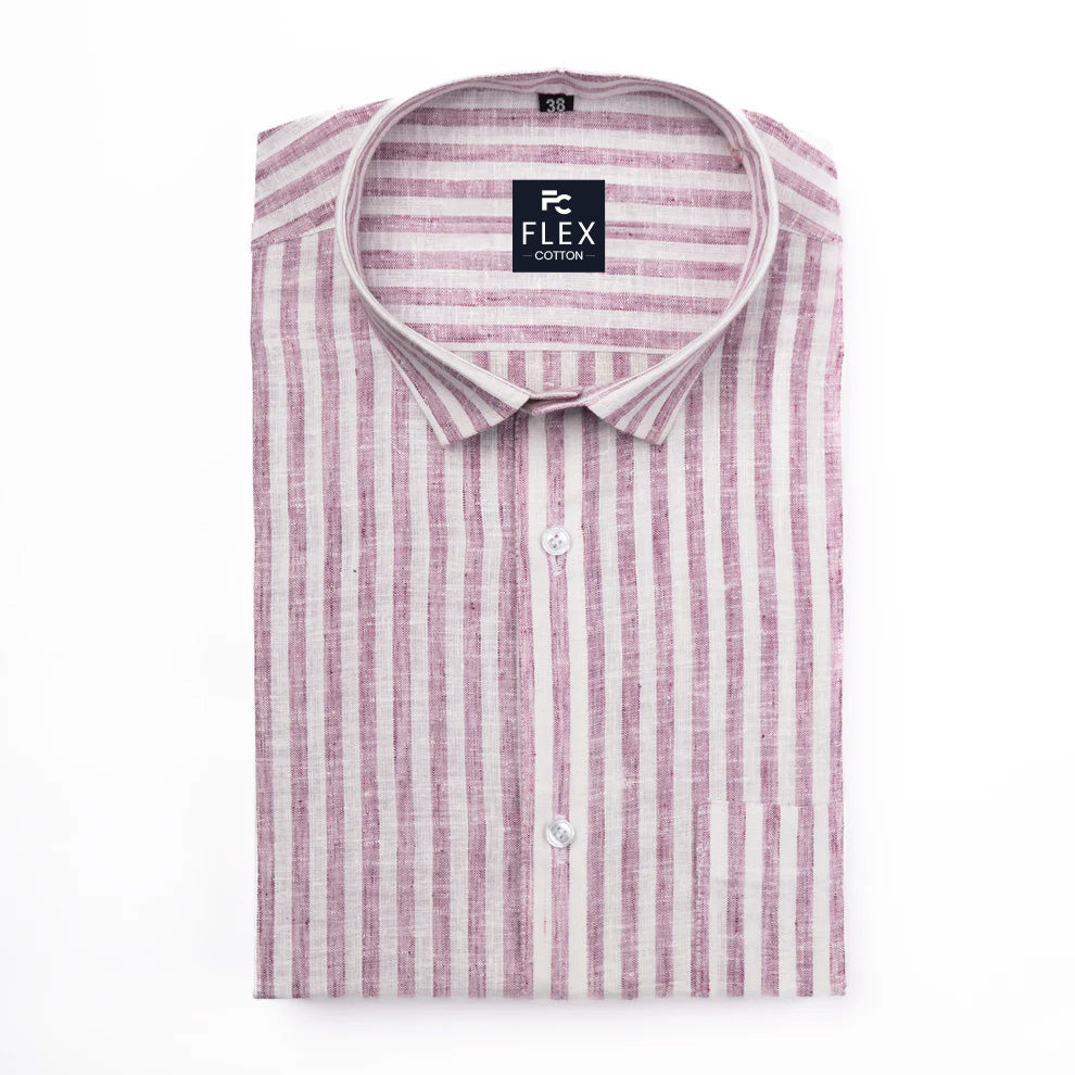 Purple Color Cotton Stripes Shirts For Men