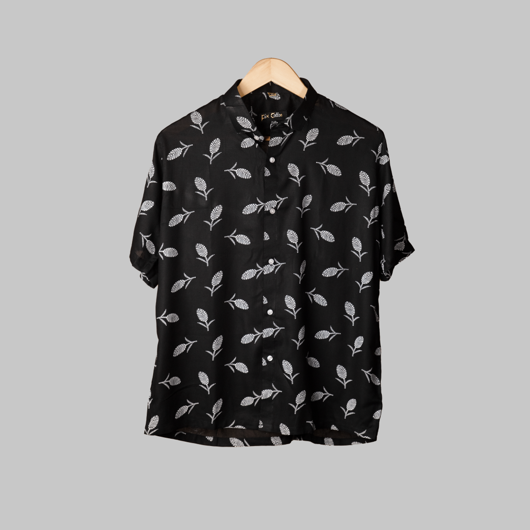 BLACK FLORAL LEAF
