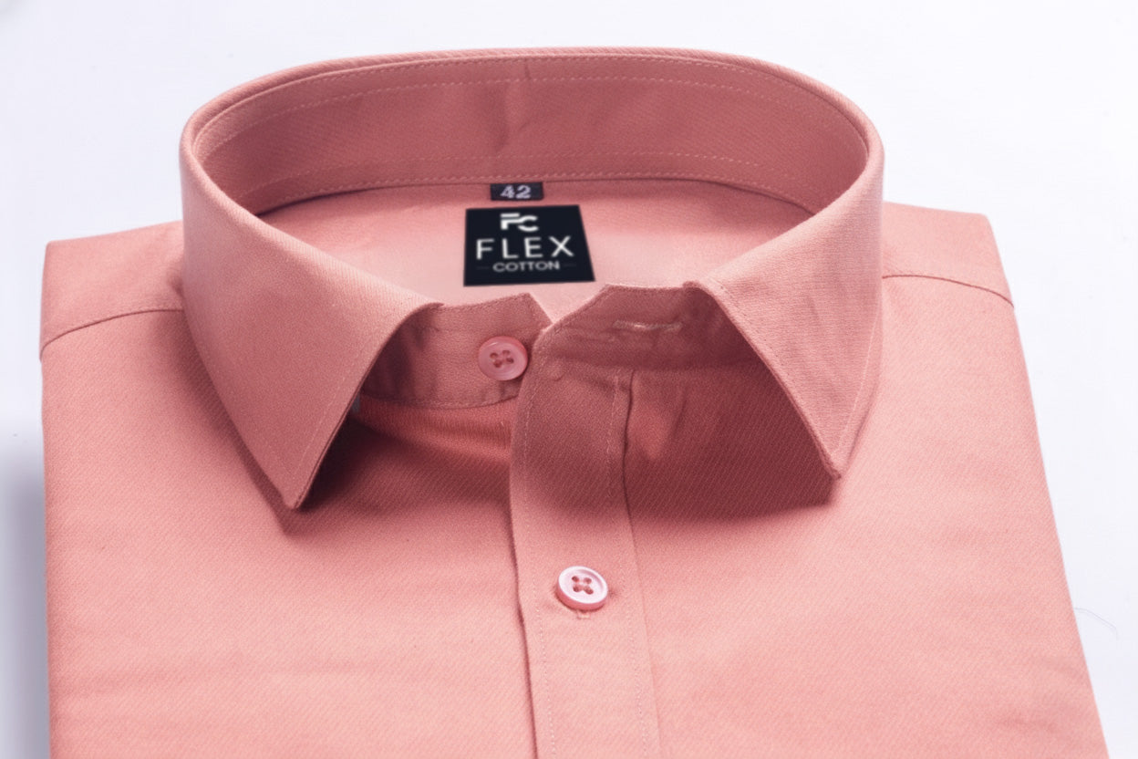 Peach Pink Color Satin Mecerised Cotton Shirt For Men