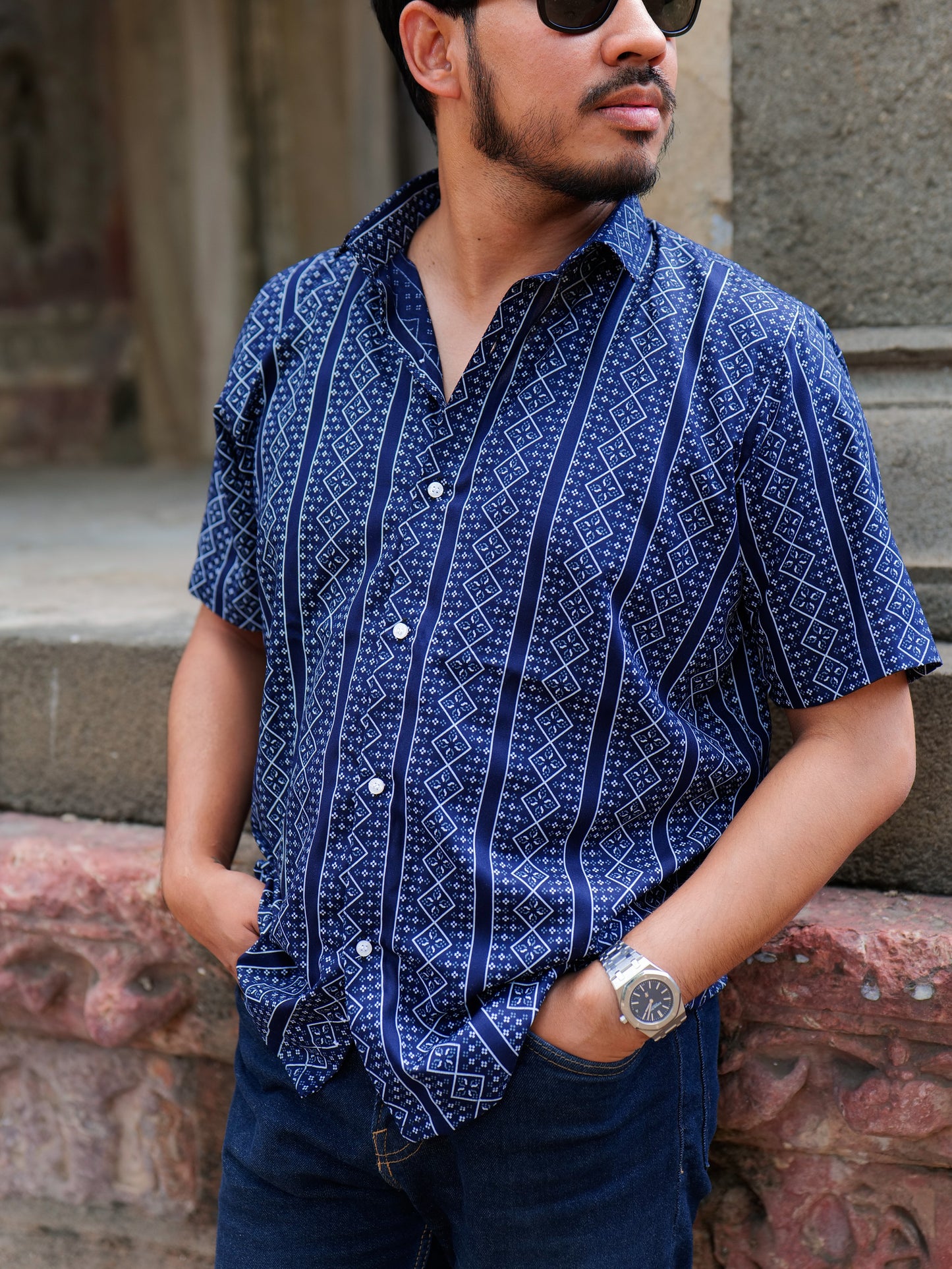 NAVY BLUE MOROCCAN STRIPE