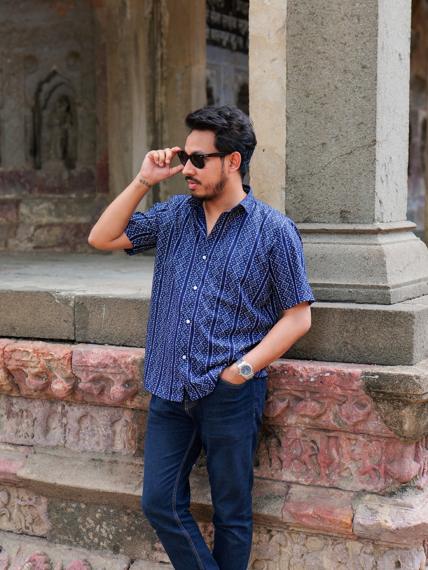 NAVY BLUE MOROCCAN STRIPE