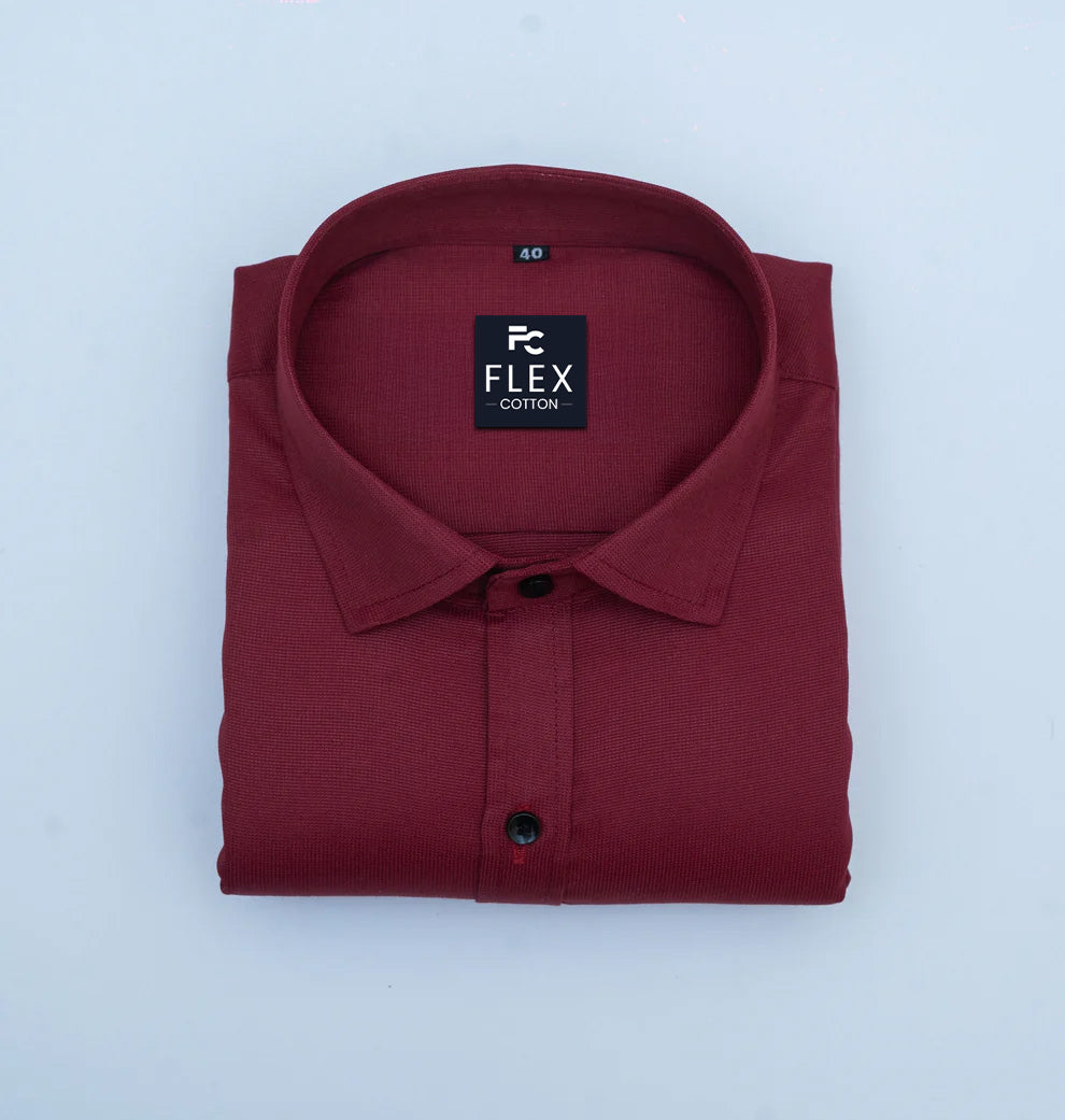 Maroon Color Mercerised Cotton Shirt For Men