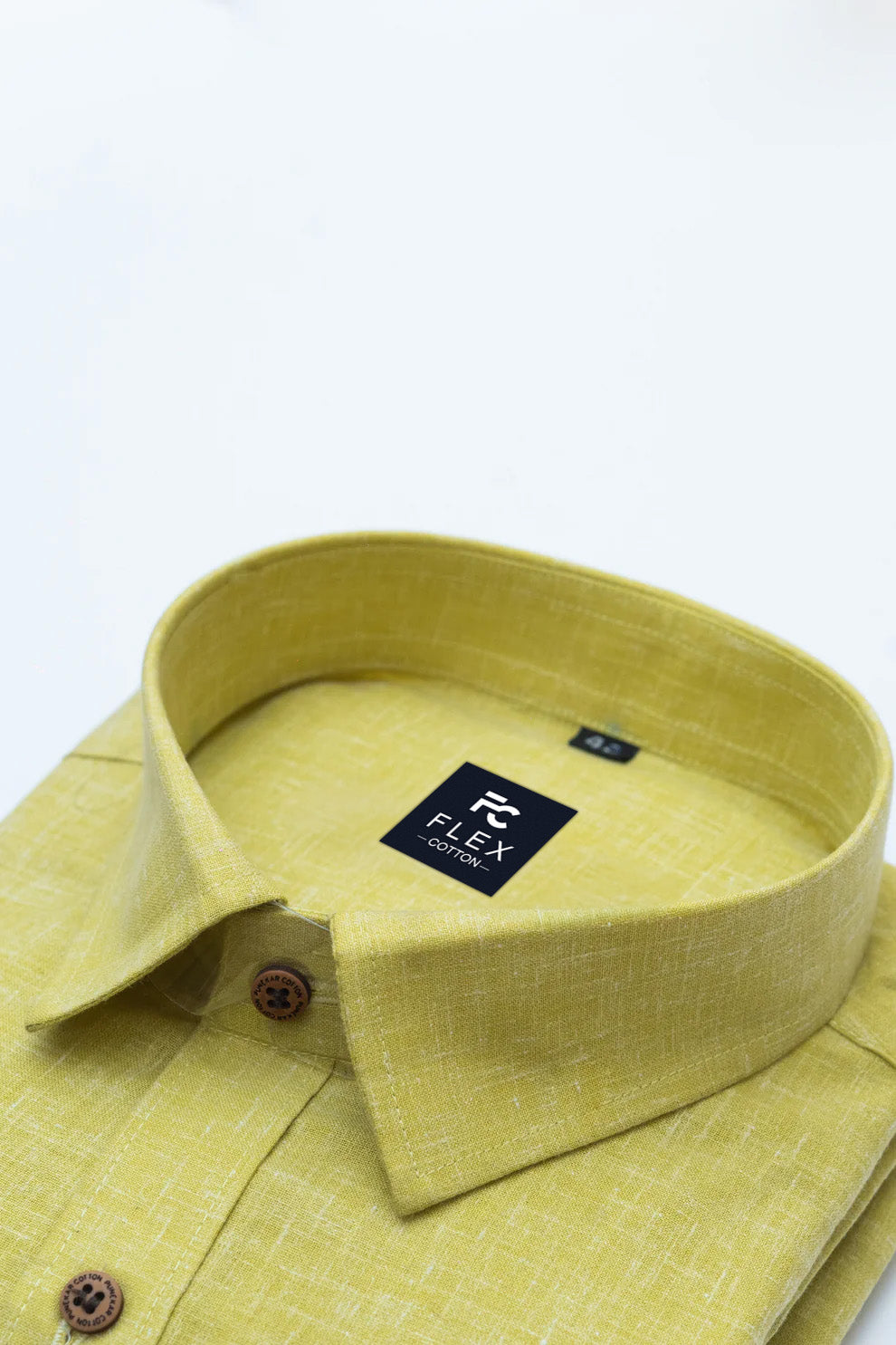 Dark Yellow Color Linen Fill Formal Cotton Shirt For Men's