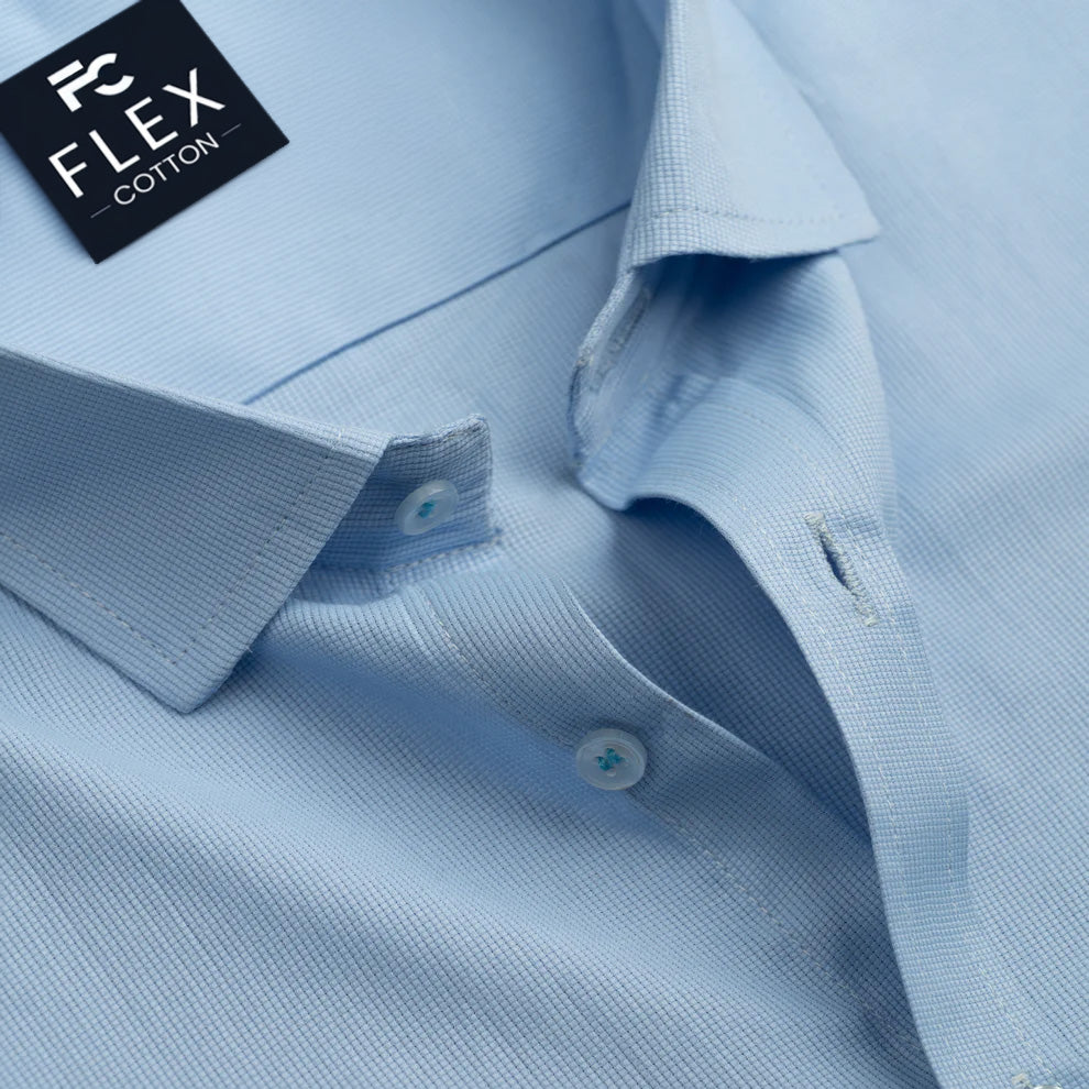 Sky Blue Color Mercerised Cotton Shirt For Men