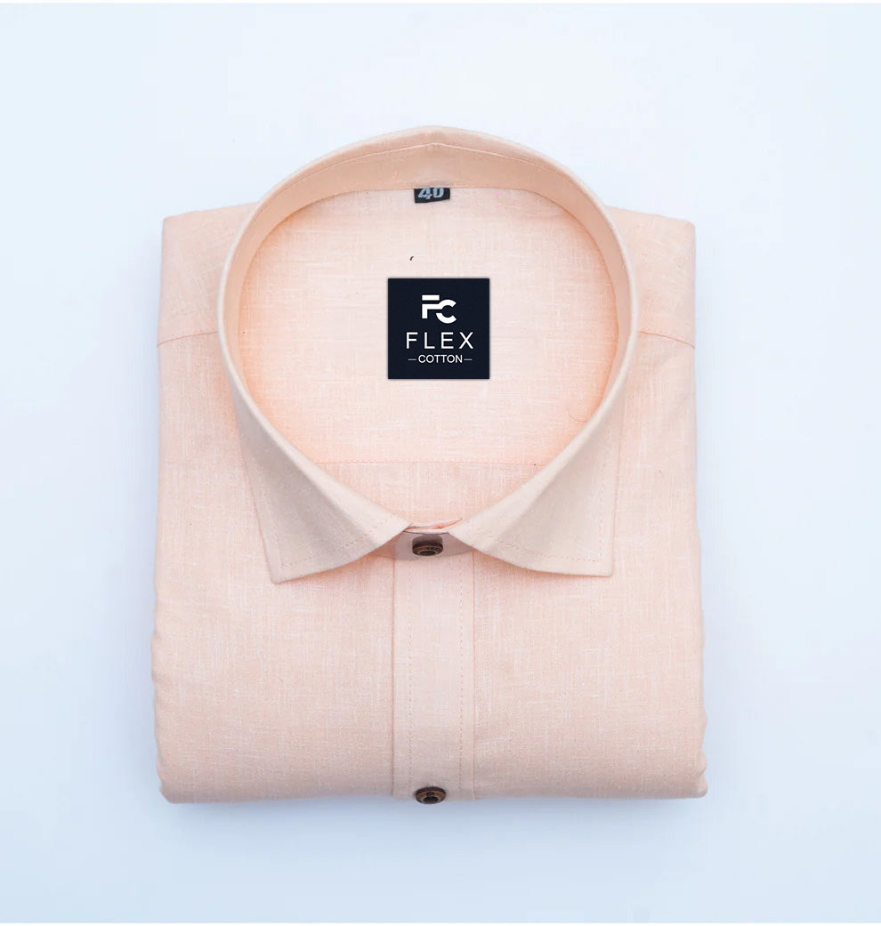 Light Cream Color Linen Fill Formal Cotton Shirt For Men's