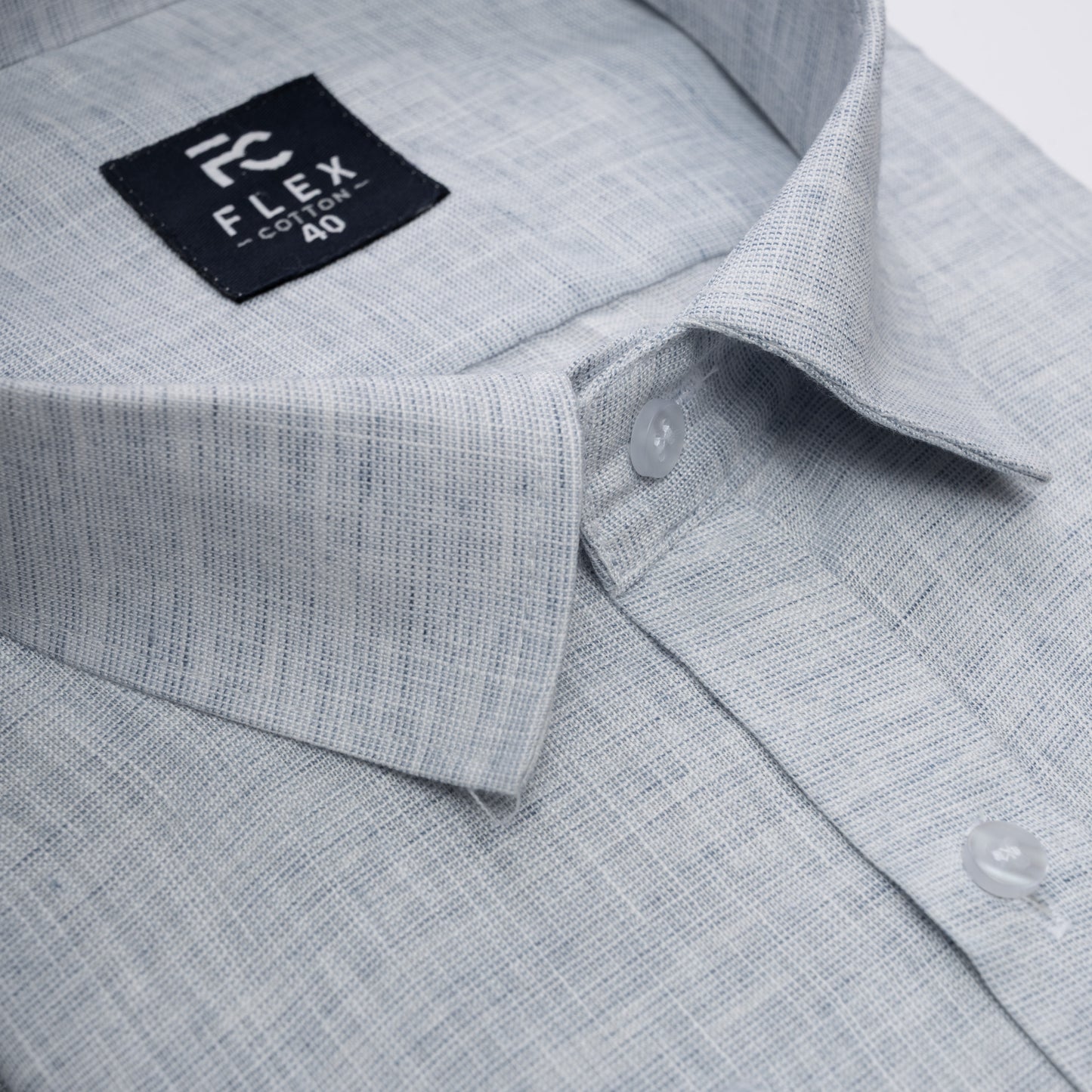 Light Grey Linen Blend Texture Shirt For Men