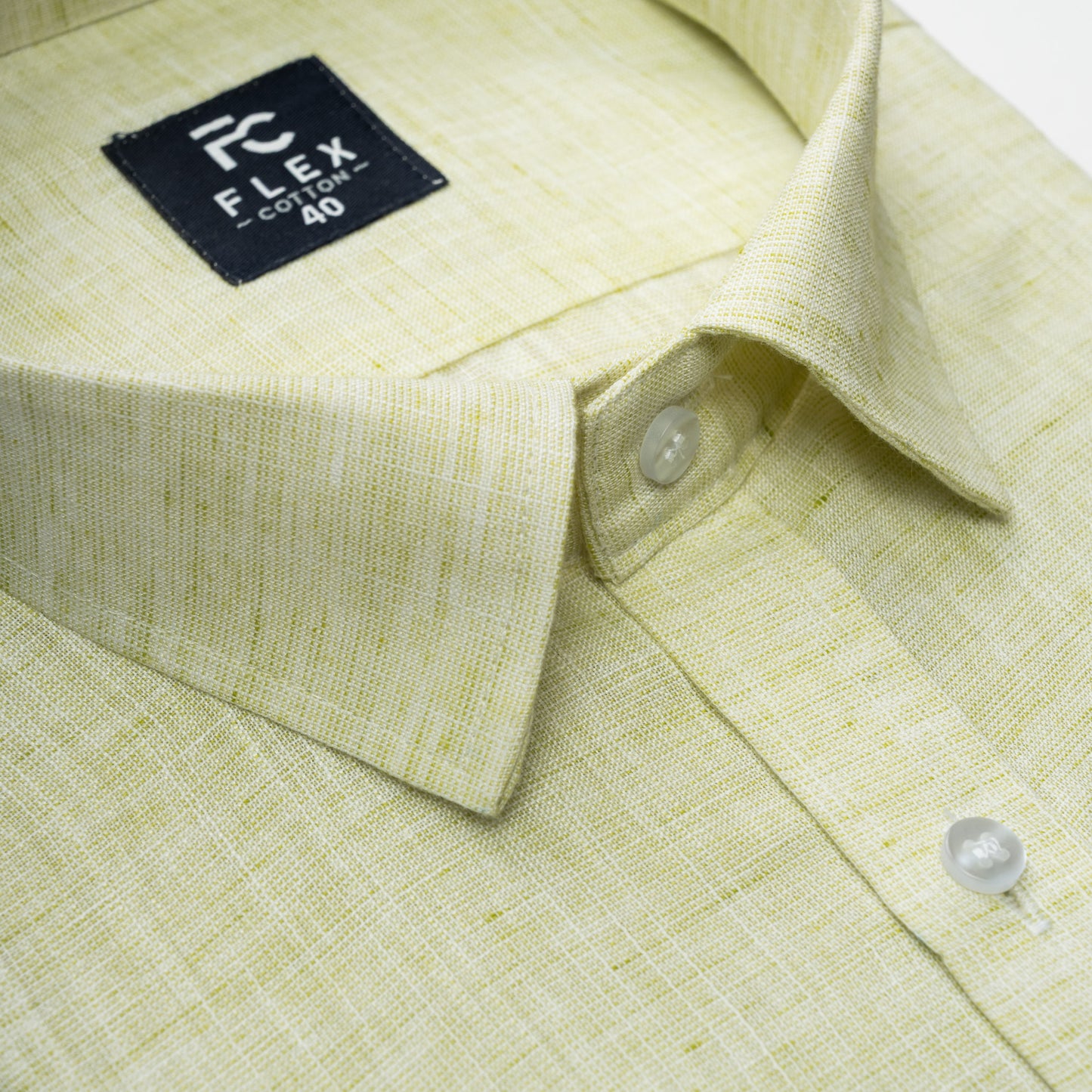Light Lime Linen Blend Texture Shirt For Men