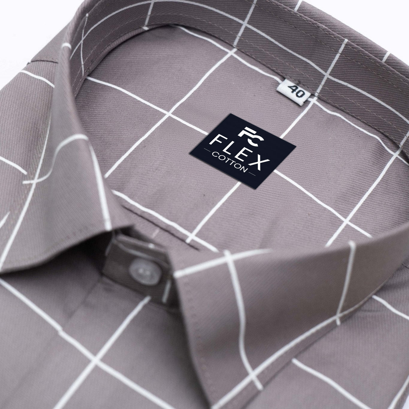 Grey Color Big Checks Cotton Shirts For Men