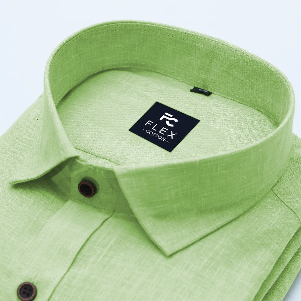 Lemon Color Linen Fill Formal Cotton Shirt For Men's