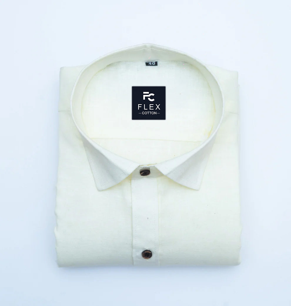 Lemon Color Linen Fill Formal Cotton Shirt For Men's