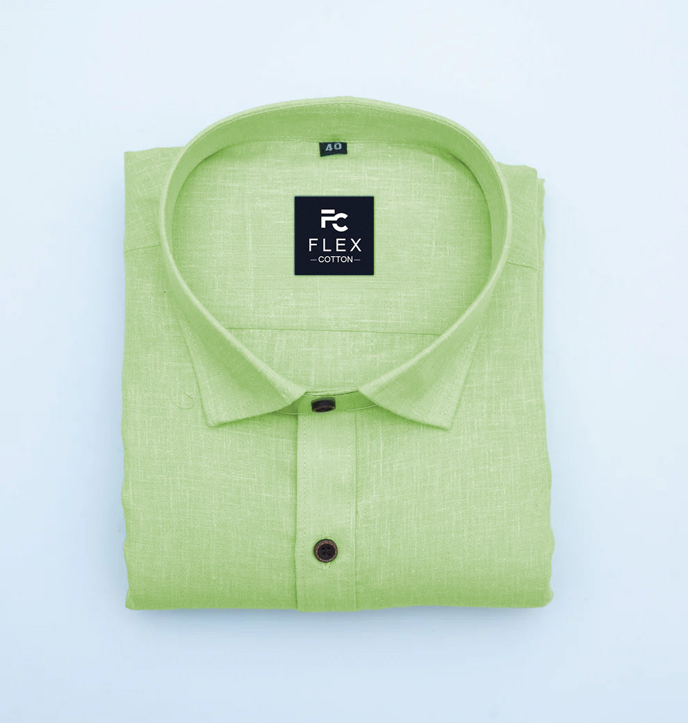Lemon Color Linen Fill Formal Cotton Shirt For Men's