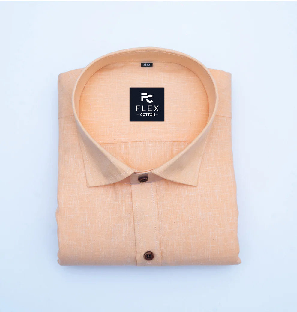 Light Orange Color Linen Fill Formal Cotton Shirt For Men's
