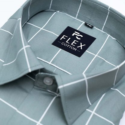 Mint Color Big Checks Cotton Shirts For Men