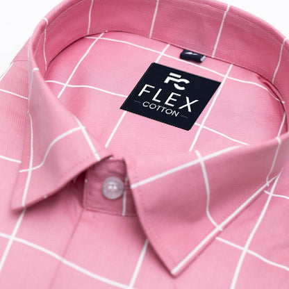 Pink Color Big Checks Cotton Shirts For Men