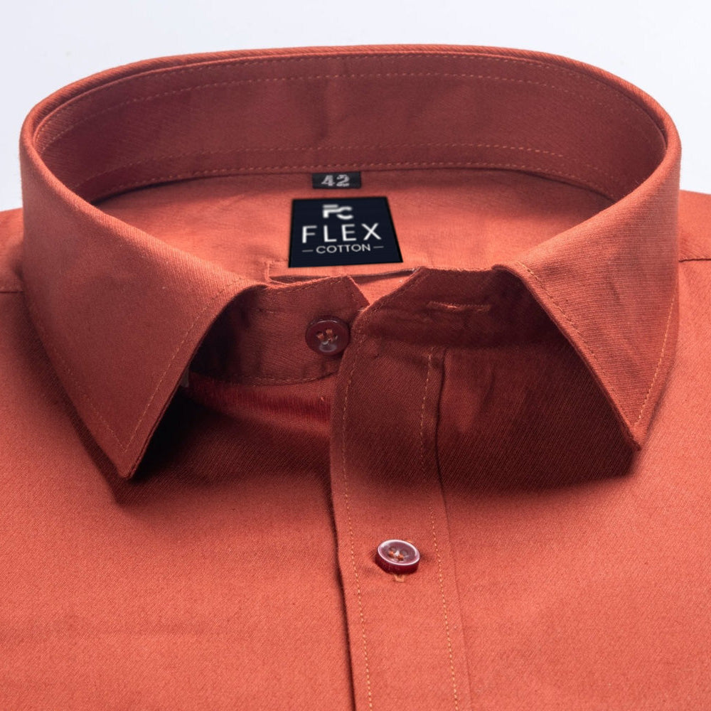 Copper Color Satin Mercerised Cotton Shirts For Men