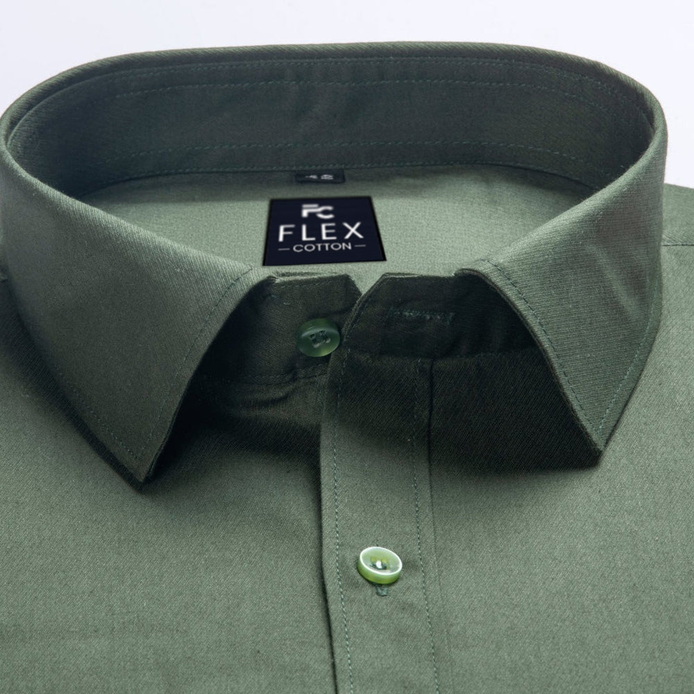 Mehndi Color Satin Mercerised Cotton Shirts For Men