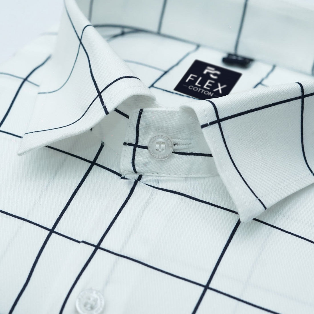 White Color Big Checks Cotton Shirts For Men