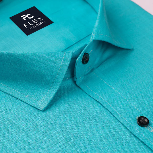 Blue Color Linen Cotton Shirt For Men