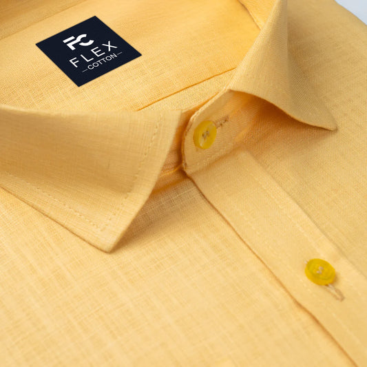 Golden Color Linen Cotton Shirt For Men