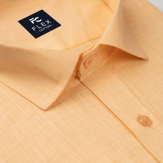 Light Orange Color Linen Cotton Shirt For Men