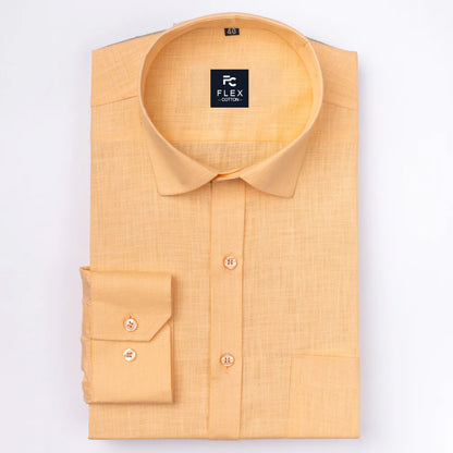 Light Orange Color Linen Cotton Shirt For Men