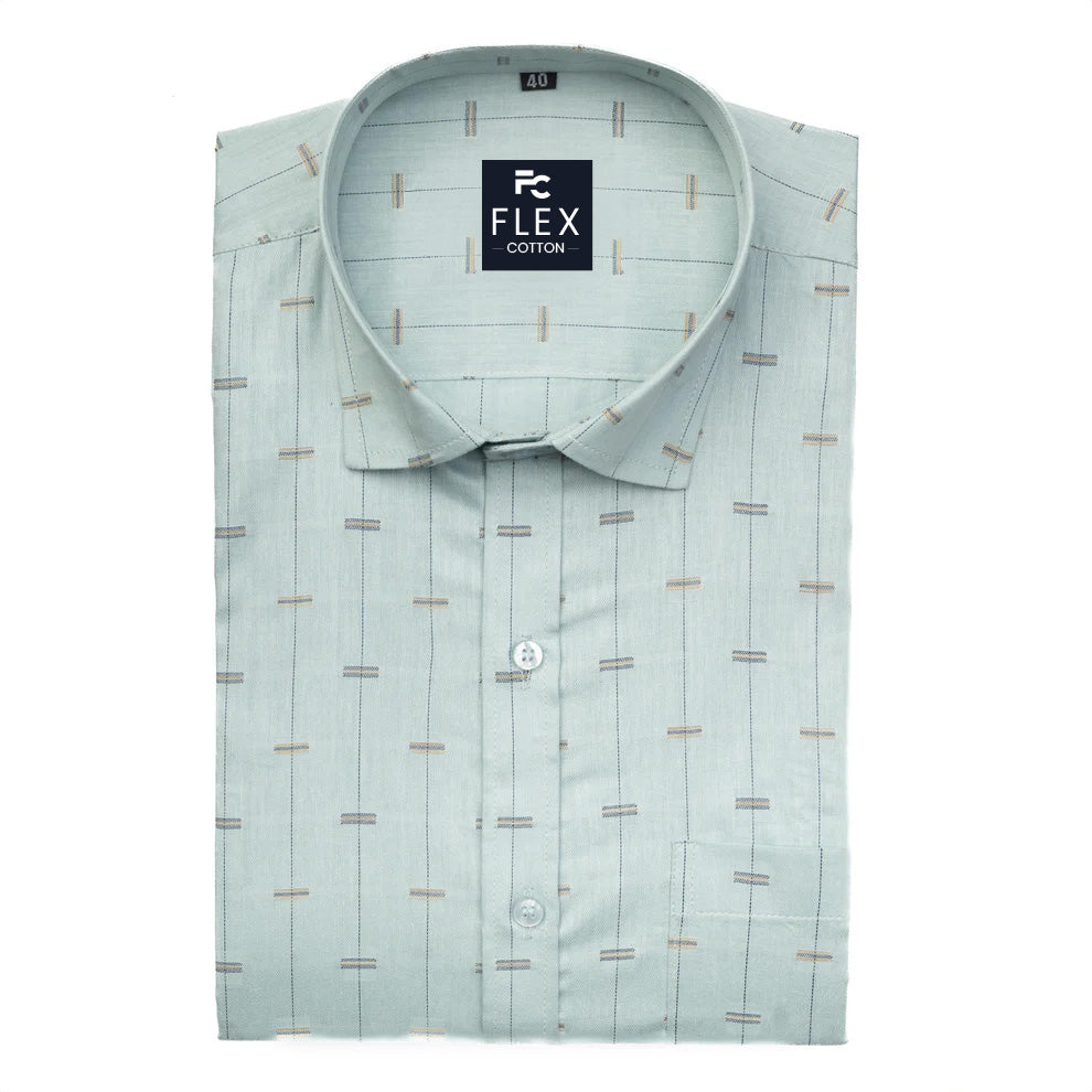 Astral Blue Color Lining Butta Cotton Shirts