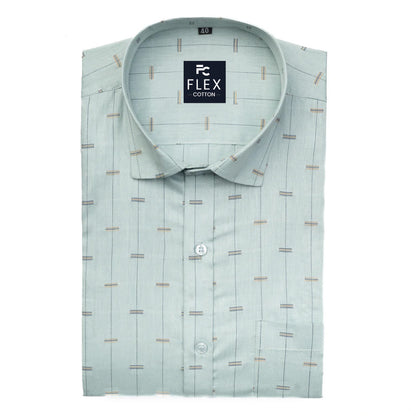 Astral Blue Color Lining Butta Cotton Shirts