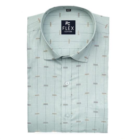 Astral Blue Color Lining Butta Cotton Shirts