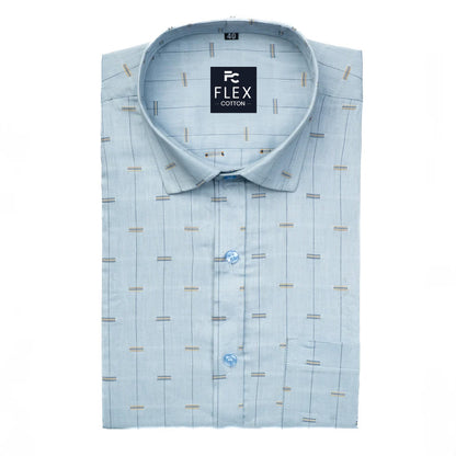 Satin Blue Color Lining Butta Cotton Shirts