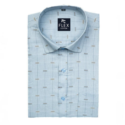 Satin Blue Color Lining Butta Cotton Shirts