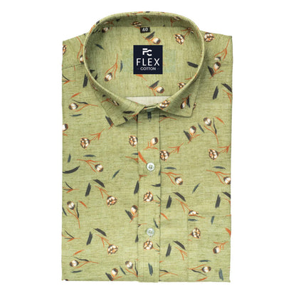 Green Leaf Color Printed Color Cotton Shirts
