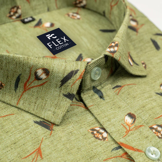 Green Leaf Color Printed Color Cotton Shirts