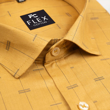Dark Yellow Color Lining Butta Cotton Shirts