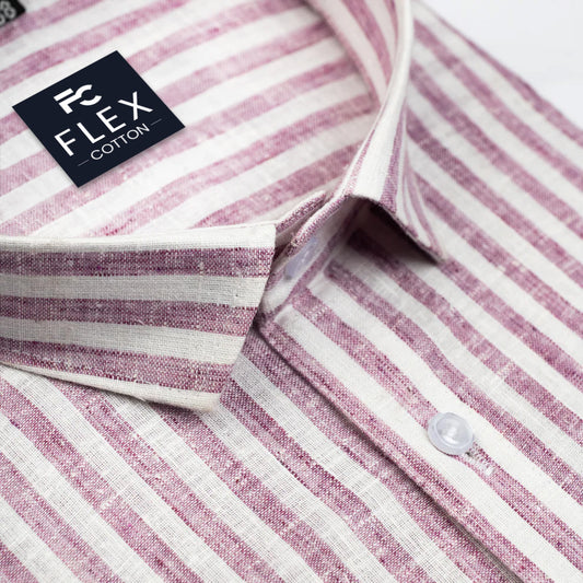 Purple Color Cotton Stripes Shirts For Men