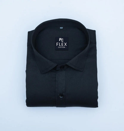 Black Color Mercerised Cotton Shirt For Men