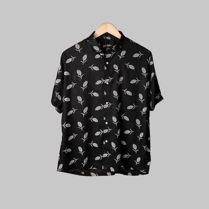 BLACK FLORAL LEAF