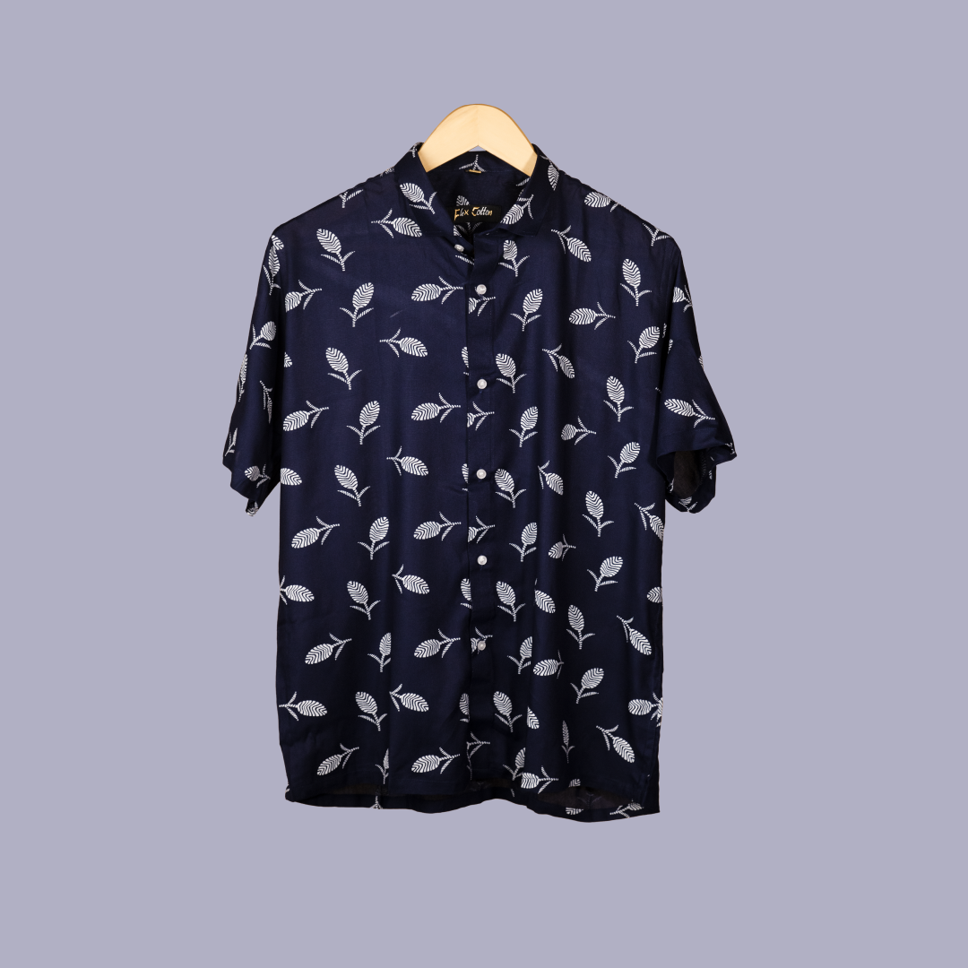 DARK BLUE FLORAL LEAF