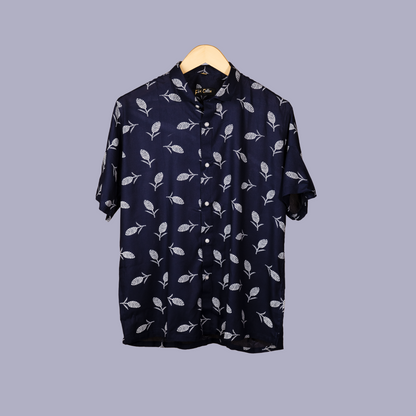 DARK BLUE FLORAL LEAF