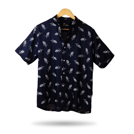 DARK BLUE FLORAL LEAF