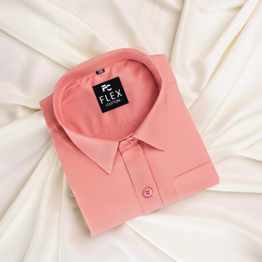 Peach Pink Color Satin Mecerised Cotton Shirt For Men