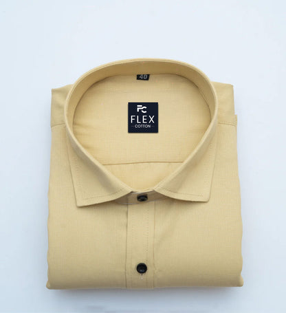 Light Yellow Color Mercerised Cotton Shirt For Men