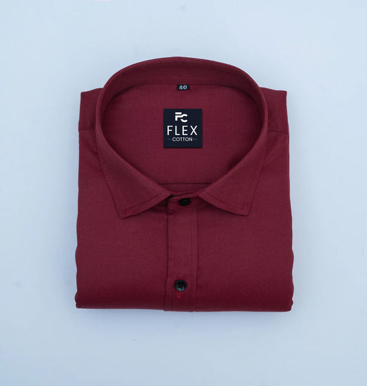 Maroon Color Mercerised Cotton Shirt For Men