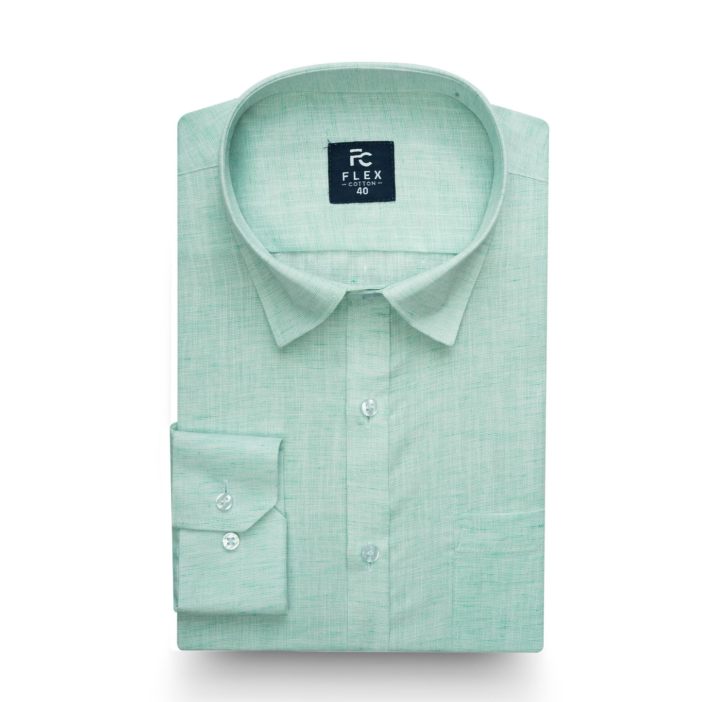 Mint Linen Blend Texture Shirt For Men