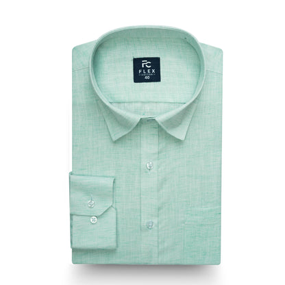 Mint Linen Blend Texture Shirt For Men