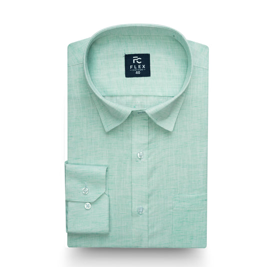 Mint Linen Blend Texture Shirt For Men