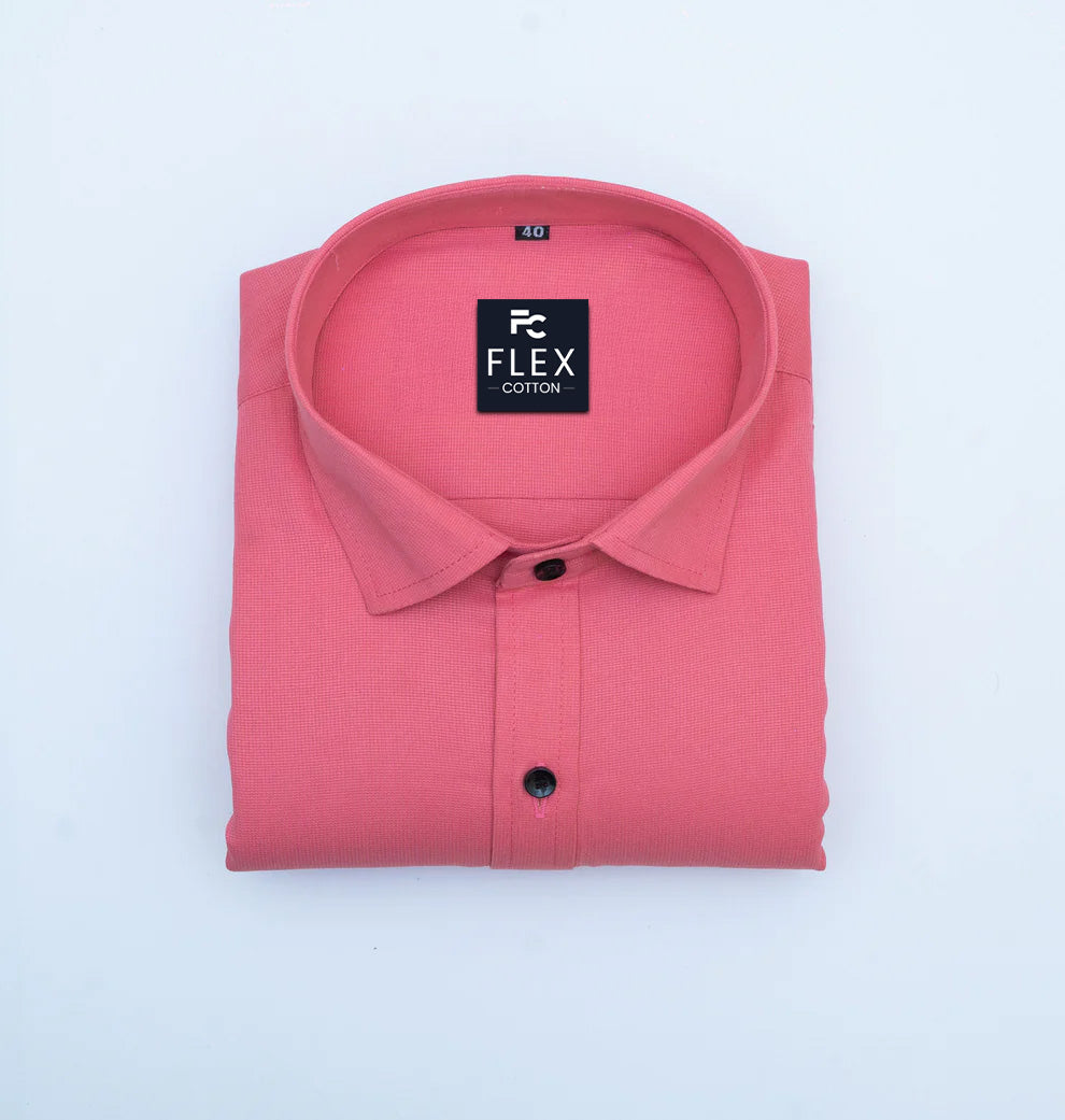 Strawberry Pink Color Mercerised Cotton Shirt For Men