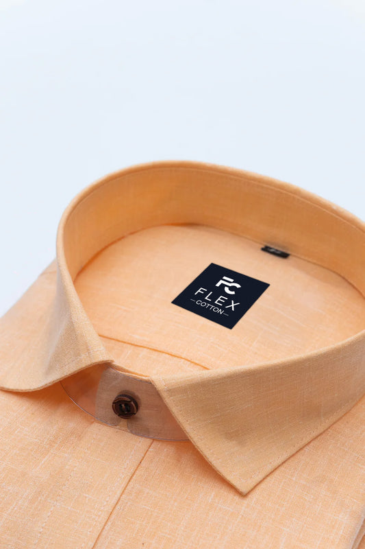 Light Orange Color Linen Fill Formal Cotton Shirt For Men's