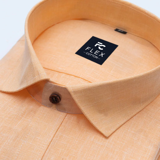 Light Orange Color Linen Fill Formal Cotton Shirt For Men's